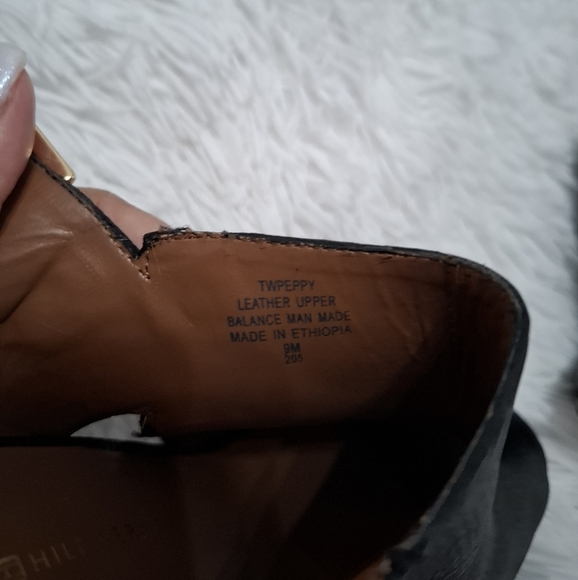Tommy Hilfiger Peep Toe Open Heel Women's Bootie Pumps Shoes Leather Black 9M - Picture 10 of 10